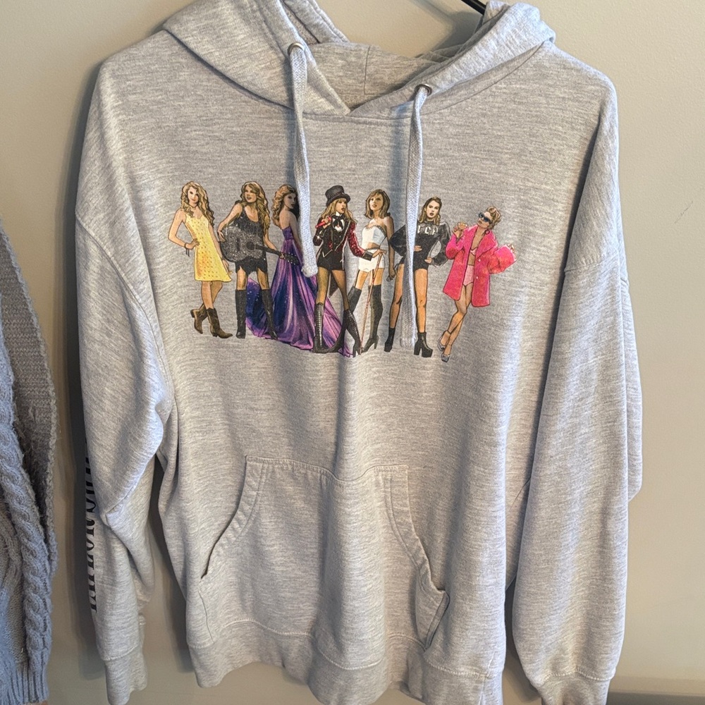 Taylor Swift Gray Hoodie with Colorful Graphic